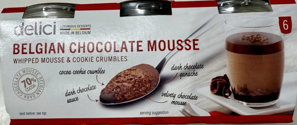 ベルギーチョコレートムースのパッケージを撮った画像