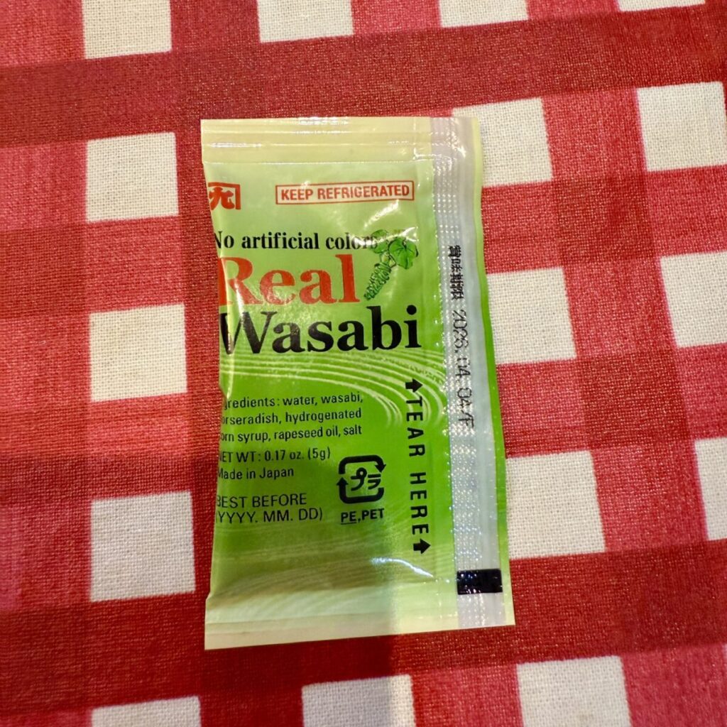 無着色本わさびのパッケージ裏面を撮った画像