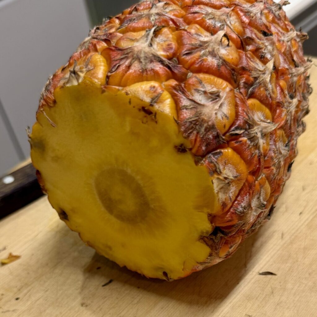 台湾スイートパインの上部と下部をカットした画像