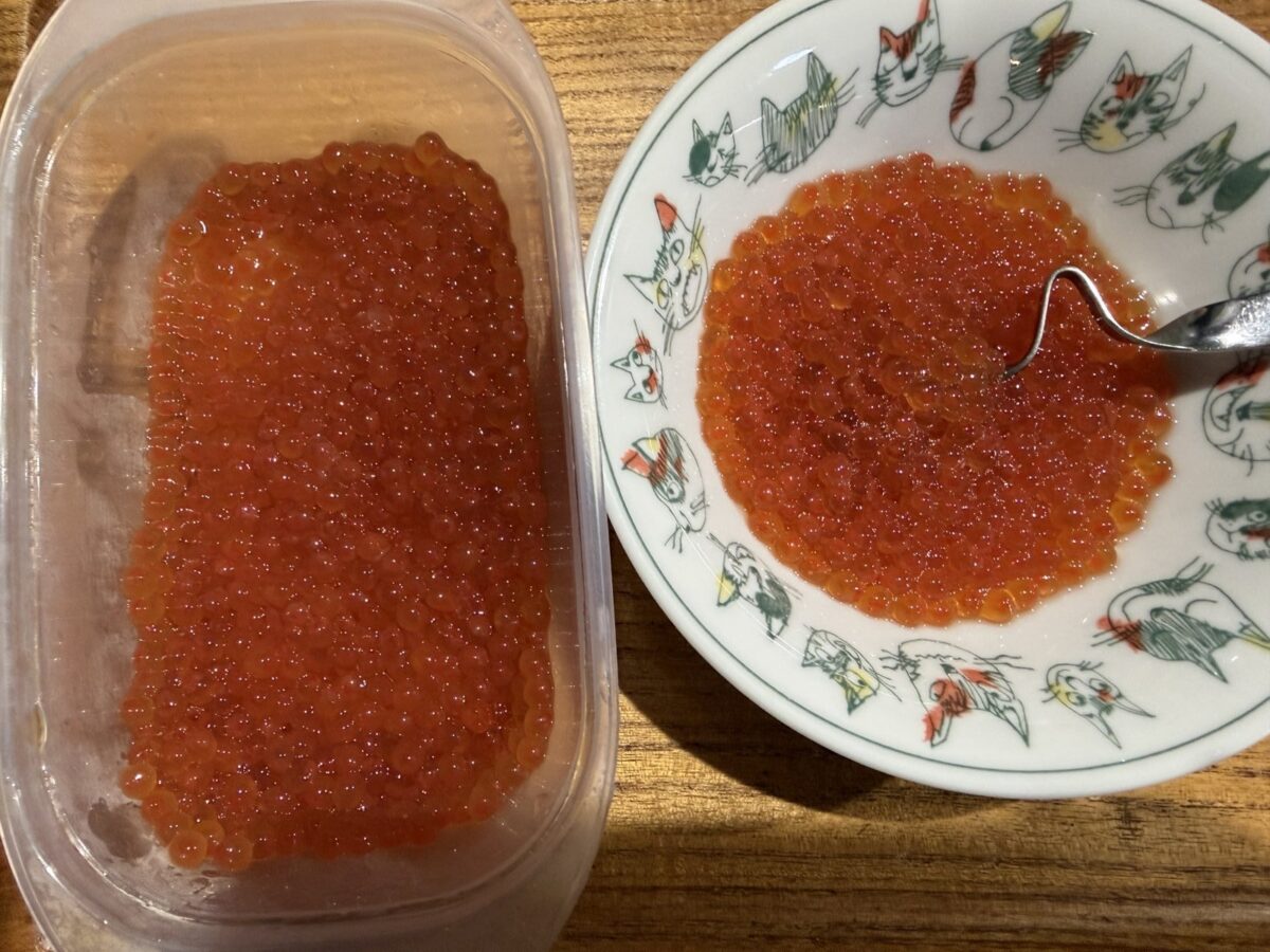 減塩醤油とみりんのたれに漬けたいくらの醤油漬け