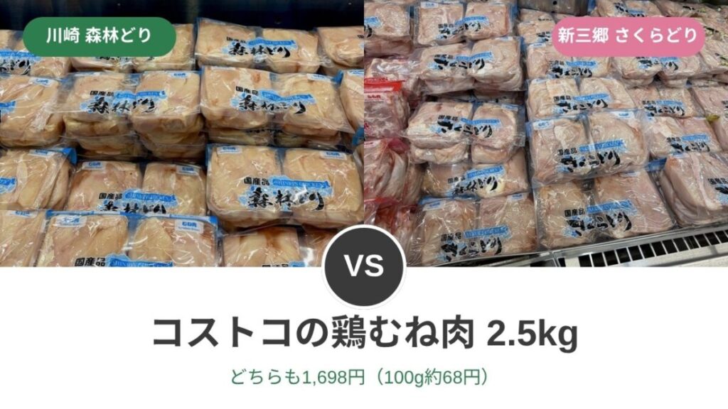 コストコの鶏むね肉 川崎の森林どりと新三郷のさくらどり