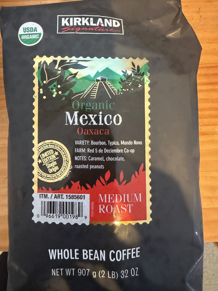カークランドシグネチャー オーガニック メキシコ オアハカの袋の表（ミディアムロースト）